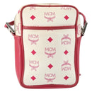 MCM Vicetos Logogram Shoulder Bag PVC Leather White Silver Auth 153908-2