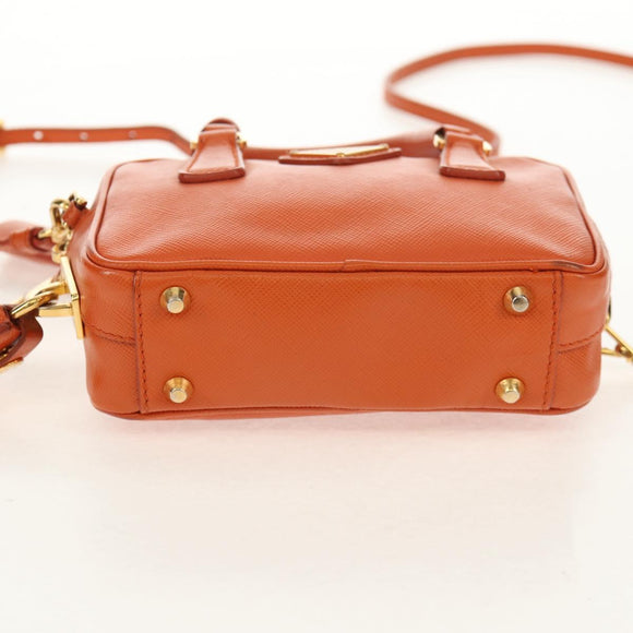 PRADA Galleria Hand Bag Safiano leather 2way Orange Gold Auth 153909V
