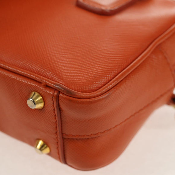 PRADA Galleria Hand Bag Safiano leather 2way Orange Gold Auth 153909V