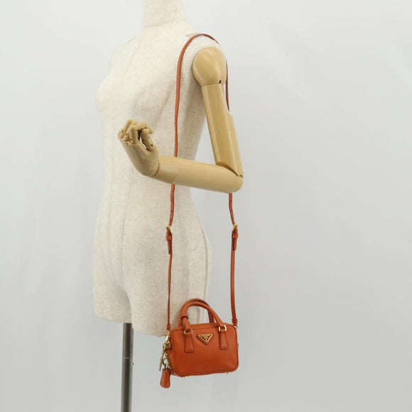 PRADA Galleria Hand Bag Safiano leather 2way Orange Gold Auth 153909V