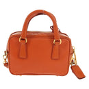 PRADA Galleria Hand Bag Safiano leather 2way Orange Gold Auth 153909V-3