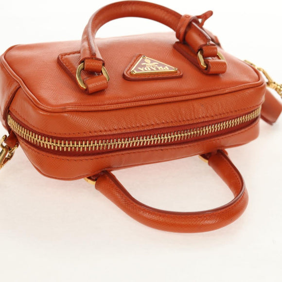 PRADA Galleria Hand Bag Safiano leather 2way Orange Gold Auth 153909V