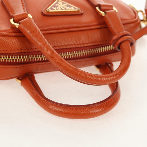 PRADA Galleria Hand Bag Safiano leather 2way Orange Gold Auth 153909V