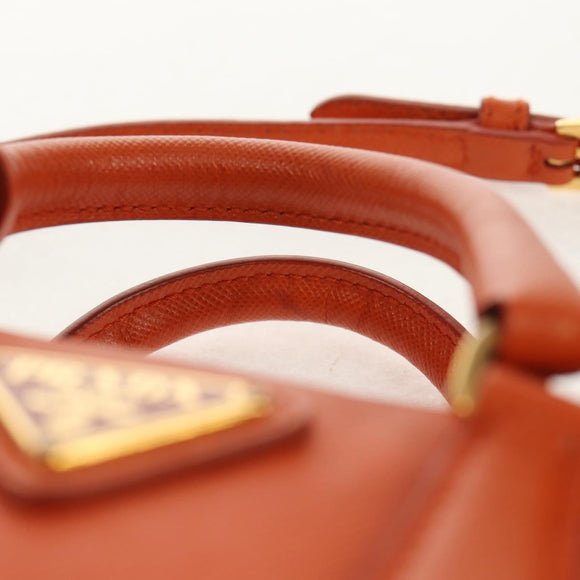 PRADA Galleria Hand Bag Safiano leather 2way Orange Gold Auth 153909V