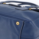 PRADA Hand Bag Safiano Leather Blue Gold Auth 153910-9