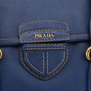 PRADA Hand Bag Safiano Leather Blue Gold Auth 153910-18