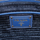 PRADA Hand Bag Safiano Leather Blue Gold Auth 153910-19