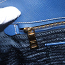 PRADA Hand Bag Safiano Leather Blue Gold Auth 153910-20