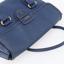 PRADA Hand Bag Safiano Leather Blue Gold Auth 153910-6