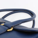 PRADA Hand Bag Safiano Leather Blue Gold Auth 153910-8