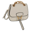Miu Miu Dahlia Hand Bag Leather 2way White Gold Auth 153911V-1