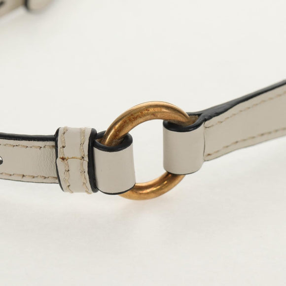 Miu Miu Dahlia Hand Bag Leather 2way White Gold Auth 153911V