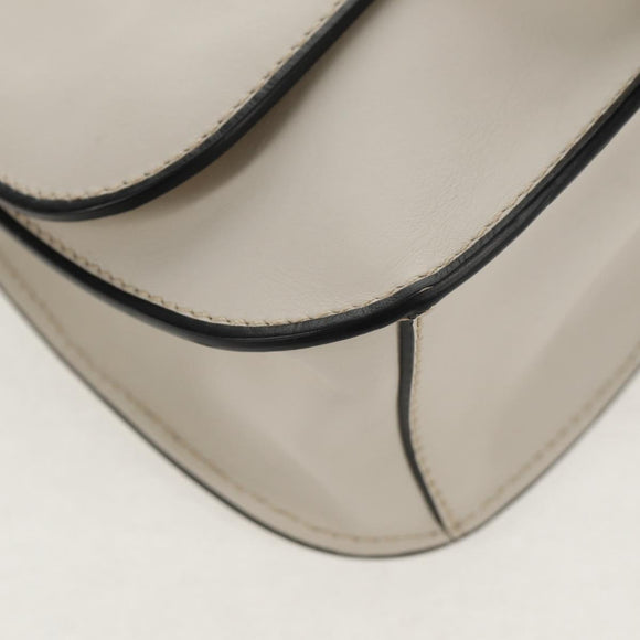 Miu Miu Dahlia Hand Bag Leather 2way White Gold Auth 153911V