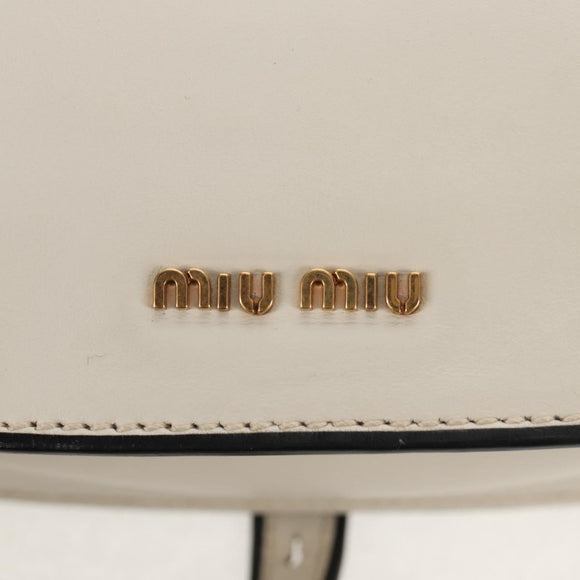 Miu Miu Dahlia Hand Bag Leather 2way White Gold Auth 153911V