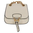 Miu Miu Dahlia Hand Bag Leather 2way White Gold Auth 153911V-13