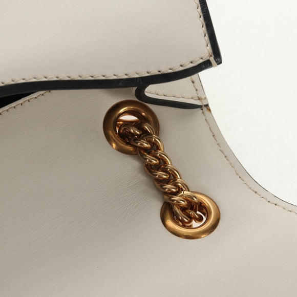 Miu Miu Dahlia Hand Bag Leather 2way White Gold Auth 153911V