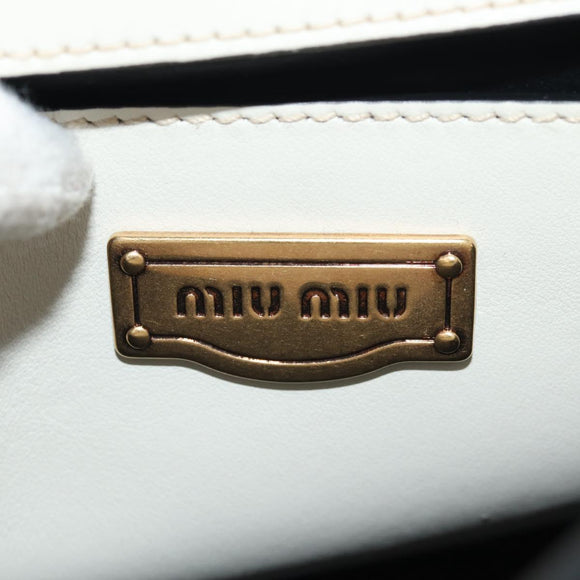 Miu Miu Dahlia Hand Bag Leather 2way White Gold Auth 153911V