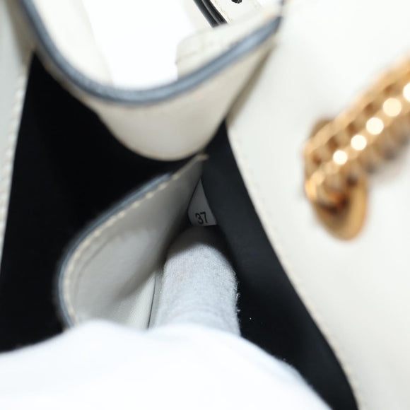 Miu Miu Dahlia Hand Bag Leather 2way White Gold Auth 153911V