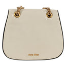 Miu Miu Dahlia Hand Bag Leather 2way White Gold Auth 153911V-2