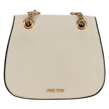 Miu Miu Dahlia Hand Bag Leather 2way White Gold Auth 153911V - 0