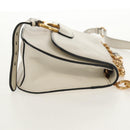 Miu Miu Dahlia Hand Bag Leather 2way White Gold Auth 153911V-4