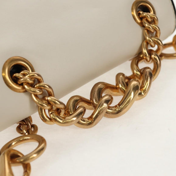 Miu Miu Dahlia Hand Bag Leather 2way White Gold Auth 153911V