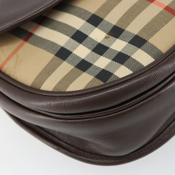 Burberrys Nova Check Shoulder Bag Canvas Beige Gold Auth 153922