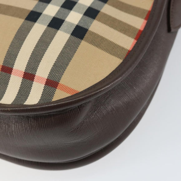 Burberrys Nova Check Shoulder Bag Canvas Beige Gold Auth 153922