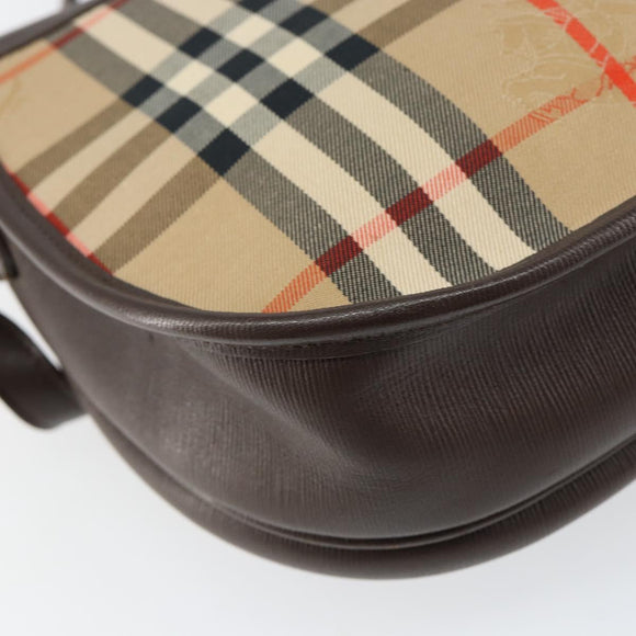 Burberrys Nova Check Shoulder Bag Canvas Beige Gold Auth 153922