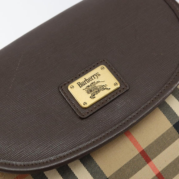 Burberrys Nova Check Shoulder Bag Canvas Beige Gold Auth 153922