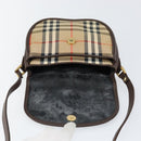 Burberrys Nova Check Shoulder Bag Canvas Beige Gold Auth 153922-10