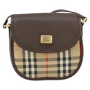 Burberrys Nova Check Shoulder Bag Canvas Beige Gold Auth 153922-13