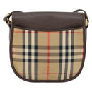 Burberrys Nova Check Shoulder Bag Canvas Beige Gold Auth 153922-2