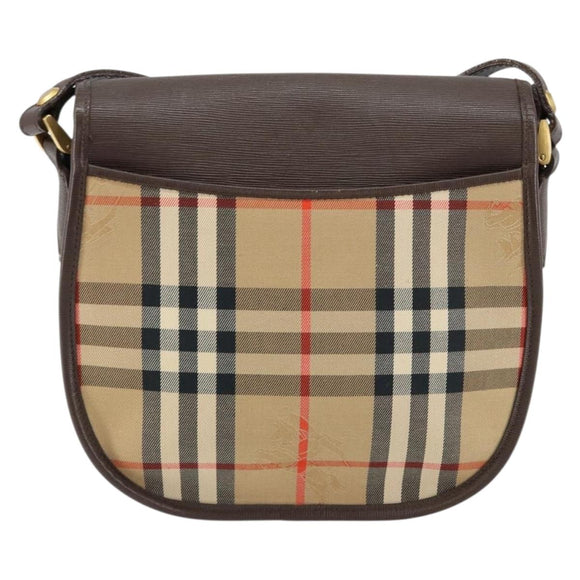 Burberrys Nova Check Shoulder Bag Canvas Beige Gold Auth 153922