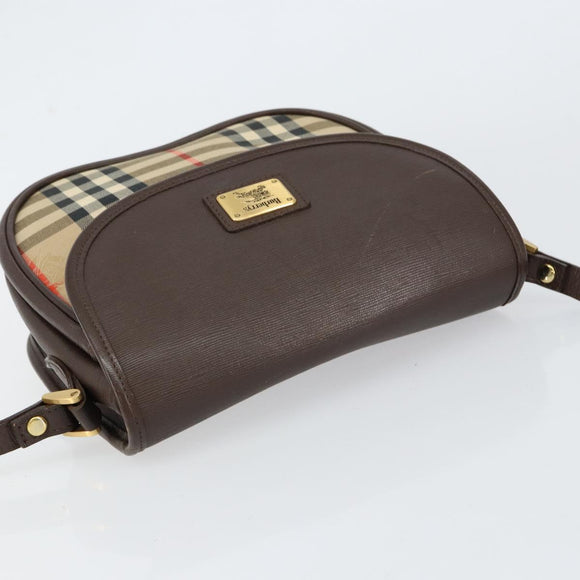 Burberrys Nova Check Shoulder Bag Canvas Beige Gold Auth 153922