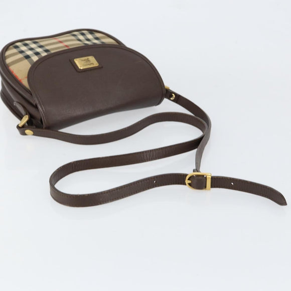 Burberrys Nova Check Shoulder Bag Canvas Beige Gold Auth 153922