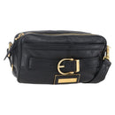 BURBERRY Shoulder Bag Leather Black Gold Auth 153923-1