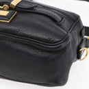 BURBERRY Shoulder Bag Leather Black Gold Auth 153923-9