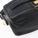 BURBERRY Shoulder Bag Leather Black Gold Auth 153923-14