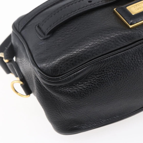 BURBERRY Shoulder Bag Leather Black Gold Auth 153923