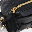BURBERRY Shoulder Bag Leather Black Gold Auth 153923-17