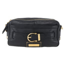 BURBERRY Shoulder Bag Leather Black Gold Auth 153923-13