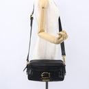 BURBERRY Shoulder Bag Leather Black Gold Auth 153923-24