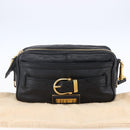 BURBERRY Shoulder Bag Leather Black Gold Auth 153923-12