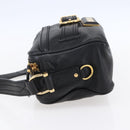 BURBERRY Shoulder Bag Leather Black Gold Auth 153923-3