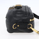BURBERRY Shoulder Bag Leather Black Gold Auth 153923-4