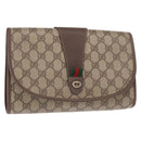 GUCCI GG Supreme Web Sherry Line Bag PVC Beige Gold 156 01 030 Auth 153924-1