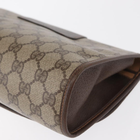 GUCCI GG Supreme Web Sherry Line Bag PVC Beige Gold 156 01 030 Auth 153924