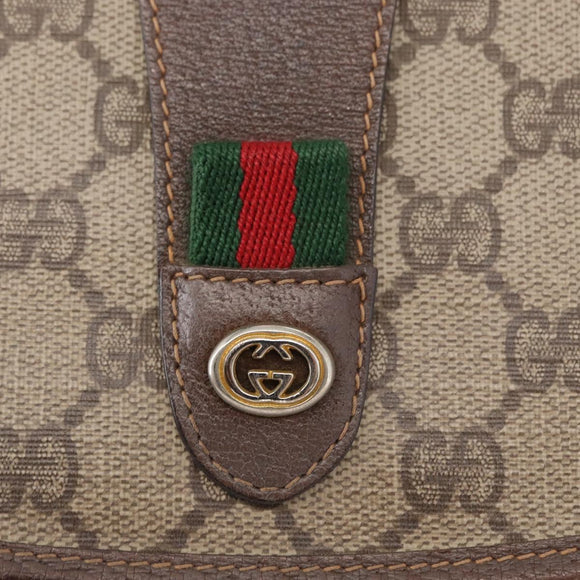 GUCCI GG Supreme Web Sherry Line Bag PVC Beige Gold 156 01 030 Auth 153924