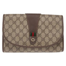 GUCCI GG Supreme Web Sherry Line Bag PVC Beige Gold 156 01 030 Auth 153924-2